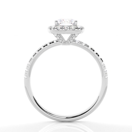 Cushion Silver Halo Engagement Rings