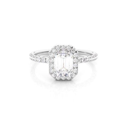 Emerald Halo Diamond Engagement Rings