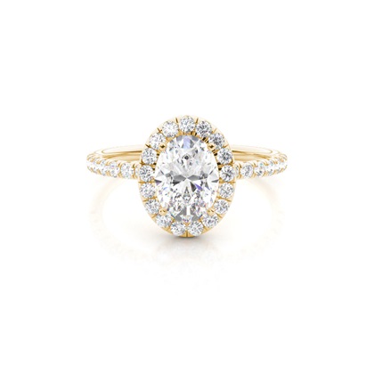 Oval Yellow Gold Halo Diamond Engagement Rings