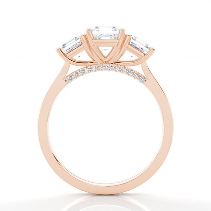 Asscher Rose Gold Trilogy Engagement Rings