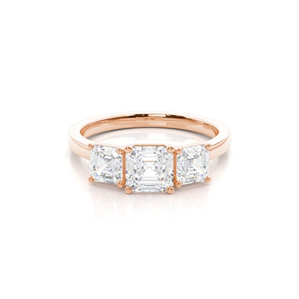 Rose Gold Trilogy Diamond Engagement Rings