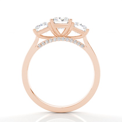 Radiant Rose Gold Trilogy Engagement Rings