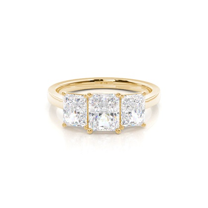 Radiant Yellow Gold 3 Stone Diamond Rings