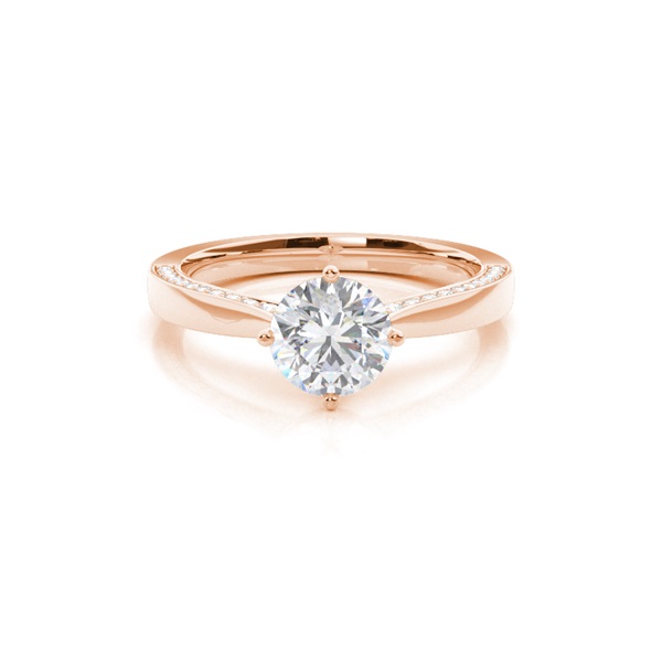 4 Prong Setting Round Moissanite Side Stone Engagement Ring
