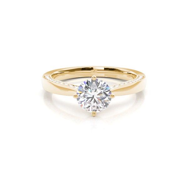 4 Prong Setting Round Diamond Side Stone Engagement Ring