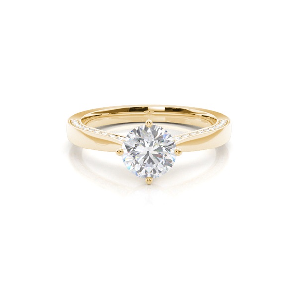4 Prong Setting Round Moissanite Side Stone Engagement Ring