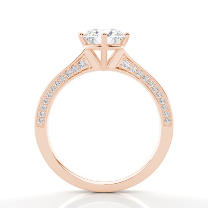 4 Prong Setting Round Diamond Side Stone Engagement Ring