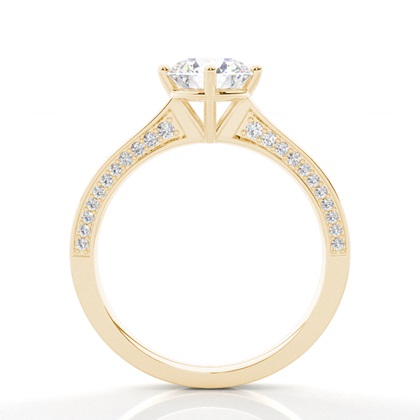 4 Prong Setting Round Diamond Side Stone Engagement Ring