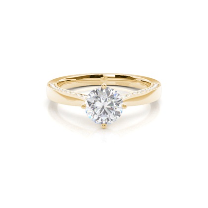 4 Prong Setting Round Moissanite Side Stone Engagement Ring