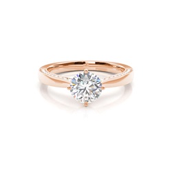 4 Prong Setting Round Diamond Side Stone Engagement Ring