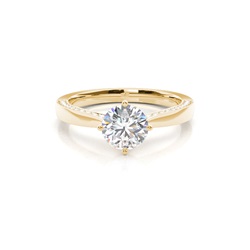 4 Prong Setting Round Diamond Side Stone Engagement Ring