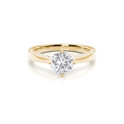 4 Prong Setting Round Moissanite Side Stone Engagement Ring