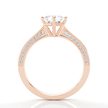 4 Prong Setting Round Diamond Side Stone Engagement Ring