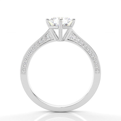 4 Prong Setting Round Diamond Side Stone Engagement Ring