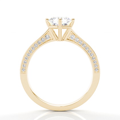 4 Prong Setting Round Diamond Side Stone Engagement Ring