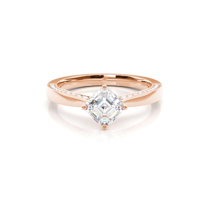 4 Prong Setting Round Diamond Side Stone Engagement Ring