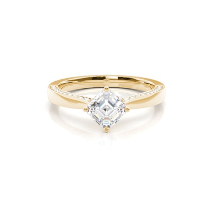 4 Prong Setting Round Diamond Side Stone Engagement Ring