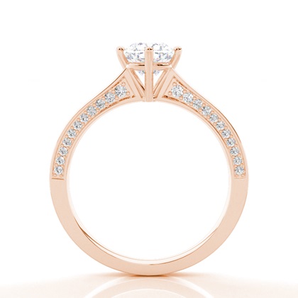 Verlobungsring Mit 4 Krappen In Runder Moissanit-Seitensteinfassung