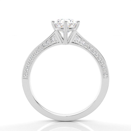 4 Prong Setting Round Diamond Side Stone Engagement Ring