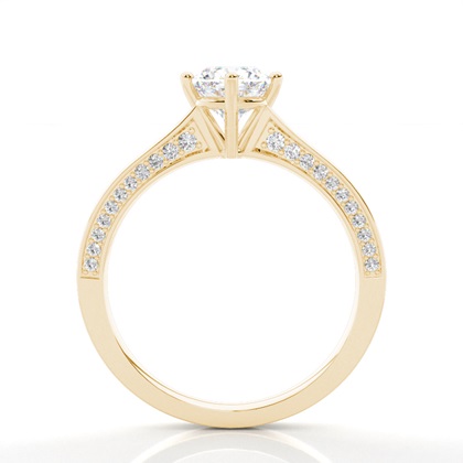 4 Prong Setting Round Diamond Side Stone Engagement Ring