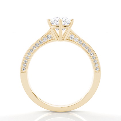 Verlobungsring Mit 4 Krappen In Runder Moissanit-Seitensteinfassung