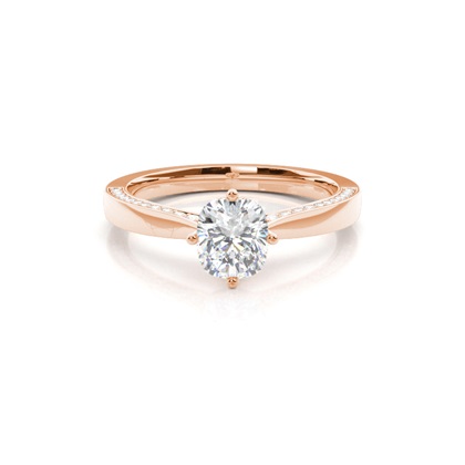 4 Prong Setting Round Diamond Side Stone Engagement Ring