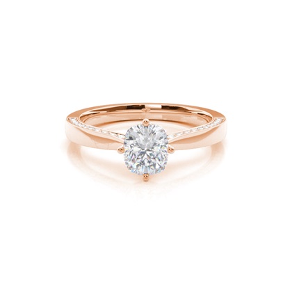 4 Prong Setting Round Moissanite Side Stone Engagement Ring