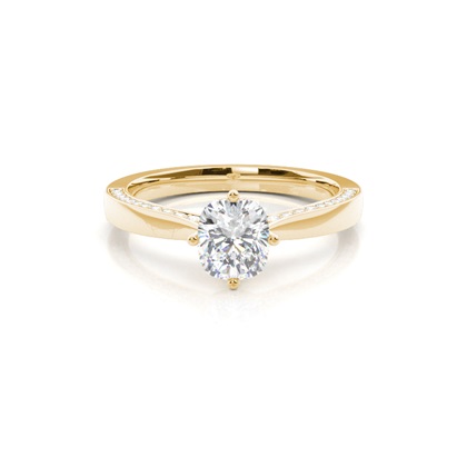 4 Prong Setting Round Diamond Side Stone Engagement Ring