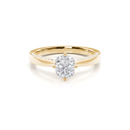 4 Prong Setting Round Moissanite Side Stone Engagement Ring