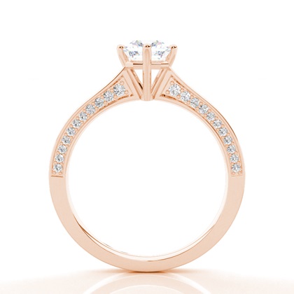 Verlobungsring Mit 4 Krappen In Runder Moissanit-Seitensteinfassung