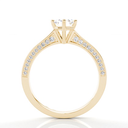 4 Prong Setting Round Diamond Side Stone Engagement Ring