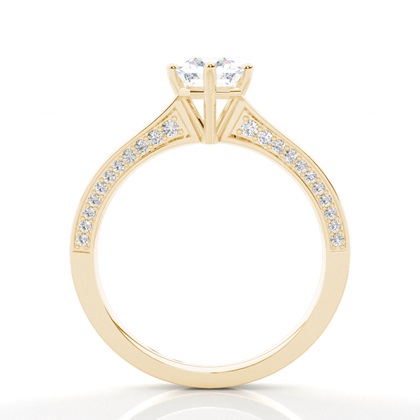 Verlobungsring Mit 4 Krappen In Runder Moissanit-Seitensteinfassung