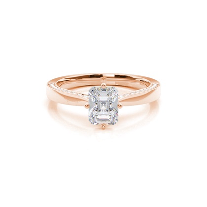 4 Prong Setting Round Moissanite Side Stone Engagement Ring
