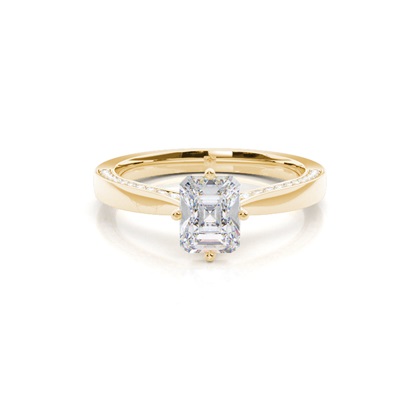 4 Prong Setting Round Moissanite Side Stone Engagement Ring