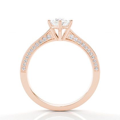 4 Prong Setting Round Diamond Side Stone Engagement Ring