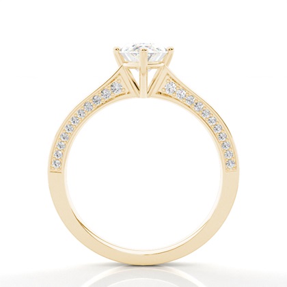 4 Prong Setting Round Diamond Side Stone Engagement Ring