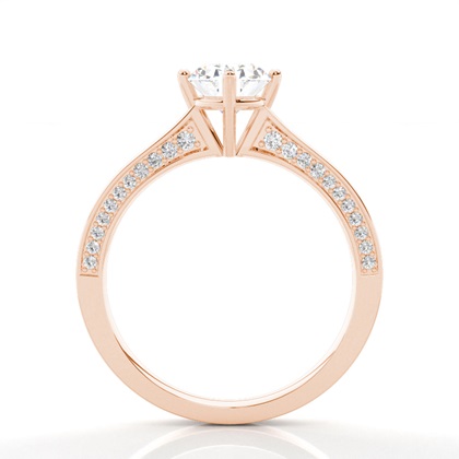 4 Prong Setting Round Diamond Side Stone Engagement Ring