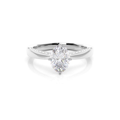 4 Prong Setting Round Moissanite Side Stone Engagement Ring