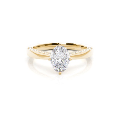 4 Prong Setting Round Moissanite Side Stone Engagement Ring