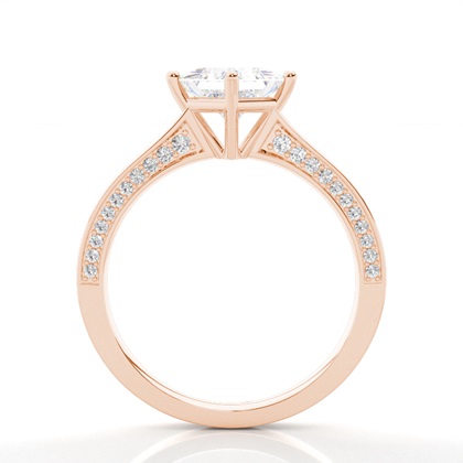 4 Prong Setting Round Diamond Side Stone Engagement Ring