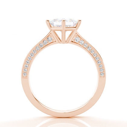 Verlobungsring Mit 4 Krappen In Runder Moissanit-Seitensteinfassung