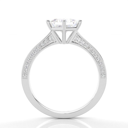 4 Prong Setting Round Diamond Side Stone Engagement Ring