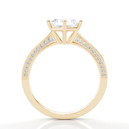 4 Prong Setting Round Diamond Side Stone Engagement Ring