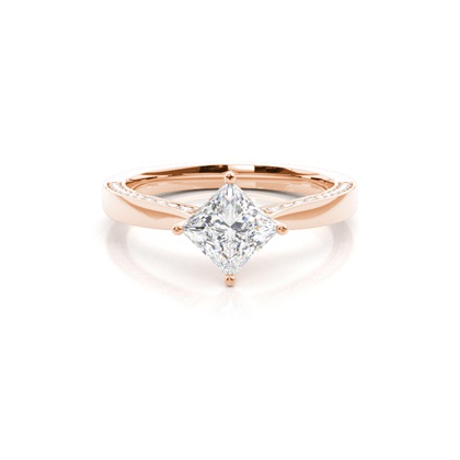 4 Prong Setting Round Diamond Side Stone Engagement Ring