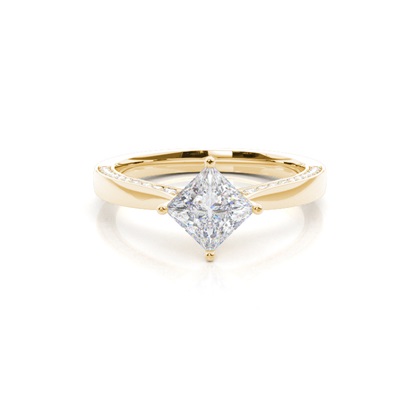 4 Prong Setting Round Moissanite Side Stone Engagement Ring