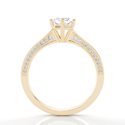 4 Prong Setting Round Diamond Side Stone Engagement Ring