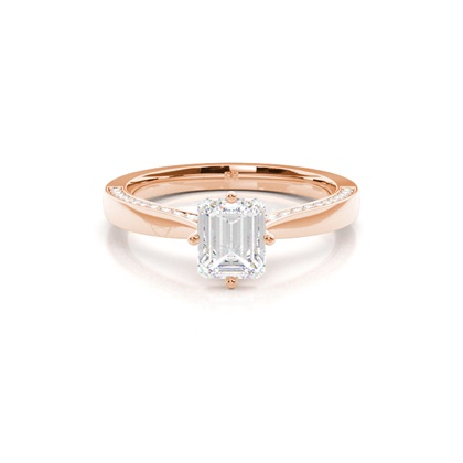 4 Prong Setting Round Diamond Side Stone Engagement Ring