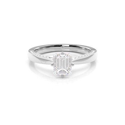 4 Prong Setting Round Diamond Side Stone Engagement Ring