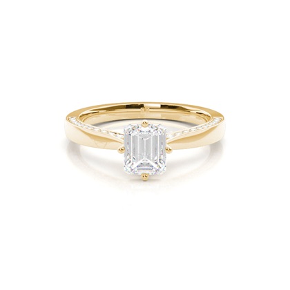 4 Prong Setting Round Diamond Side Stone Engagement Ring
