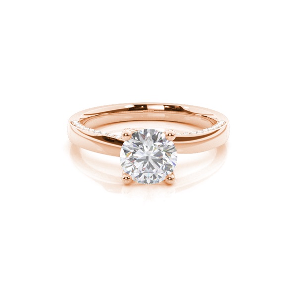 4 Prong Setting Round Moissanite Side Stone Engagement Ring
